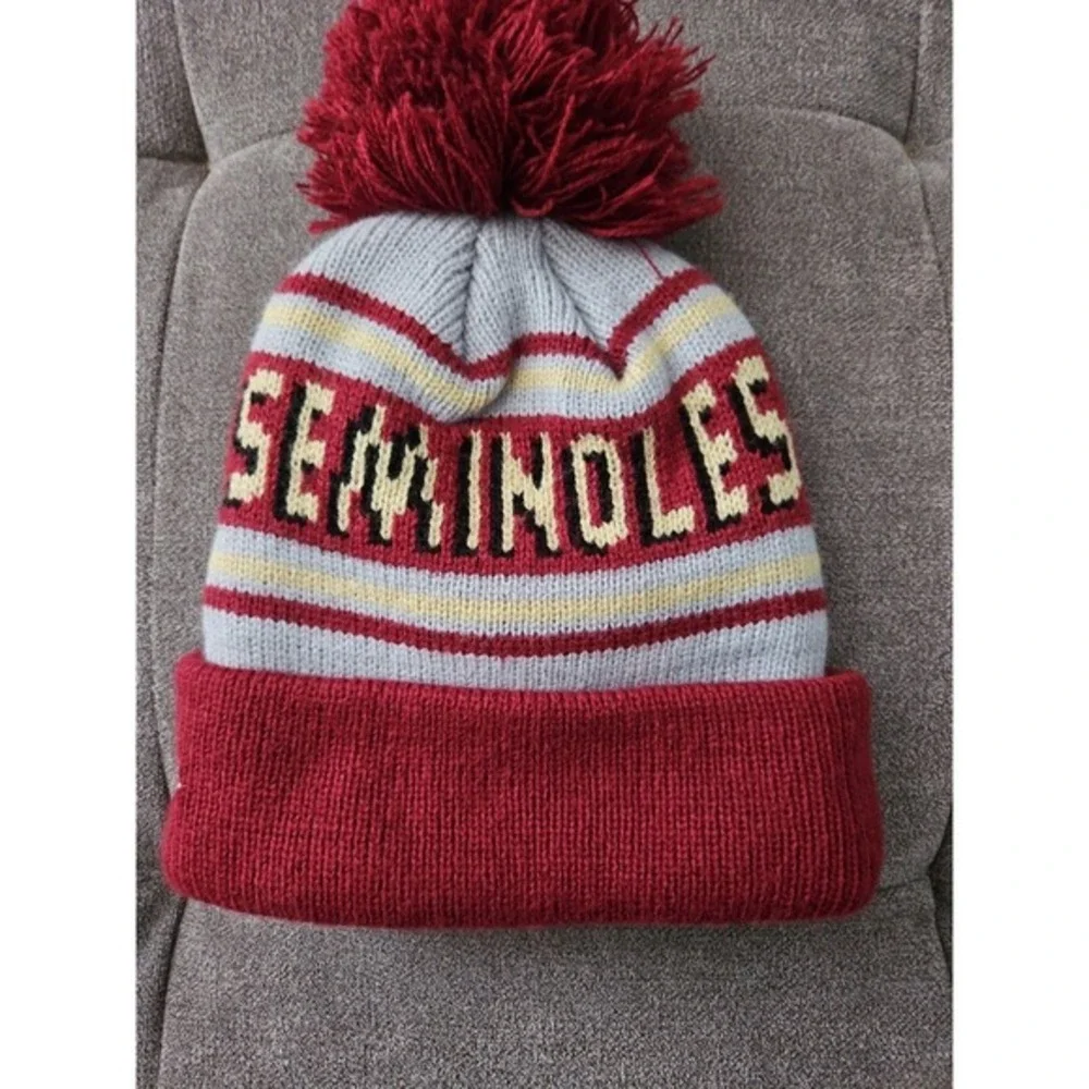 New Era Florida‎ State Seminoles Youth Beanie Hat Knit Pom FSU Garnet Gold
